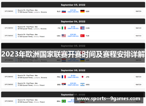 2023年欧洲国家联赛开赛时间及赛程安排详解